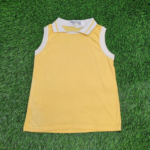 Vintage 80s MOD Collared Shirt Womens XS/S 16x22 Yellow USA - Picture 1 of 11